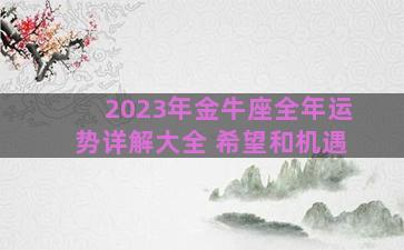 2023年金牛座全年运势详解大全 希望和机遇